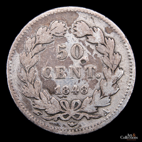 Francia, Luis Felipe I, 50 Centimes, 1848. Plata. Vf- (Usado)
