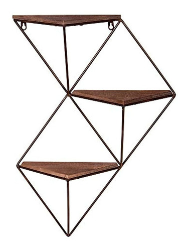 Estantería Triangular De Madera Y Metal Marrón, 3 Niveles