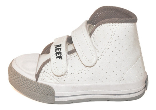 Bota Colegial Abrojo Ecocuero Blanco-gris Reef Kids