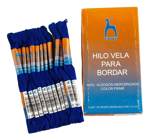 Hilo Bordar Vela Algodón Mercerizado 25 Madejas 7m Pony Color C085 Rey