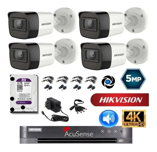 Imagen 3 de 10 de Kit Seguridad Dvr 4ch Hikvision 4k + 4 Camaras 5mp + Disco