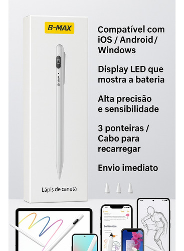 Caneta Touch Stylus Para Tablet Celular Ios Android Bmax