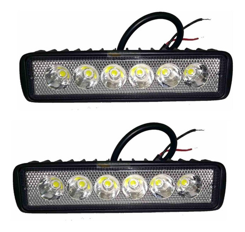 Par Faros Barras 6 Led Moto Auto 18w 1770 Lum Jeep 4x4 Rzrs