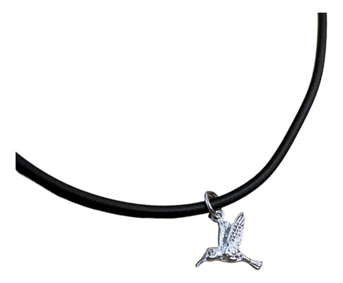 Collar Con Dije Colibrí Pájaro Plata 925