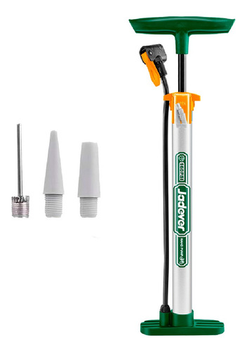 Inflador De Mano 3 Picos Pedal Goma Jdpp1c02 Jadever Color Verde Y Plateado