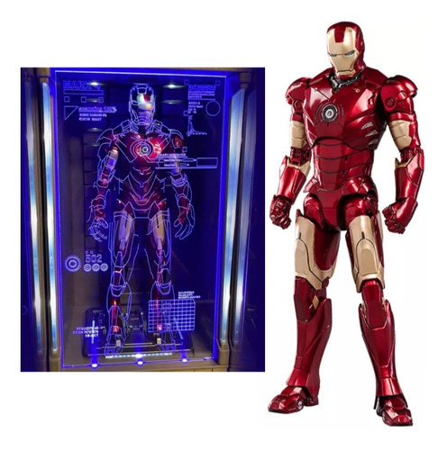 Figura Iron Man Con Hangar Holográfico 18cm