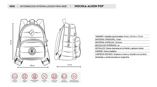 Imagen 10 de 10 de Mochila Alison Diamond Pop Rosa Metalizado
