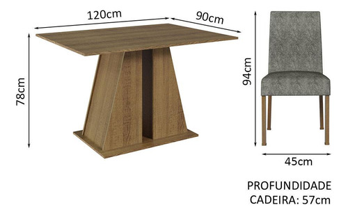 Mesa de comedor de madera con 6 sillas Cheryl Madesa Rs, color rústico/plateado