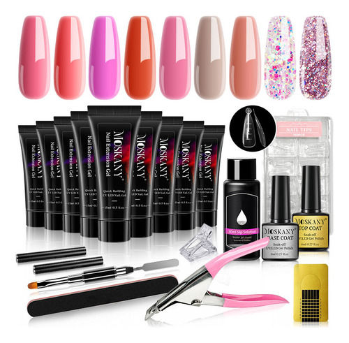 Set De Uñas Polygel, 15 Ml, 9 Puntas, 100 Unidades, Set Deco