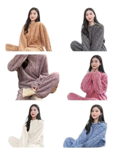 Pijama Conjunto Invierno Mujer Peludo Suave Trenzado