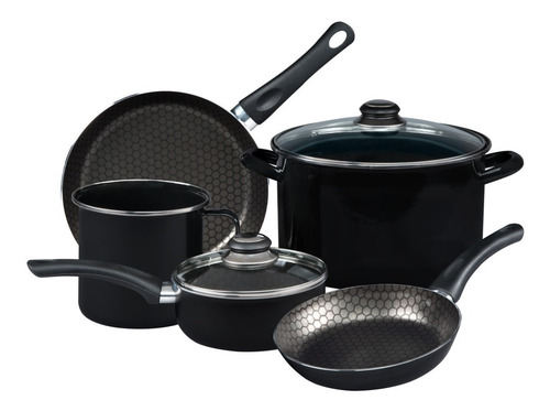Imagen 2 de 10 de Batería De Cocina Cinsa Aluminio Con Antiadherente 8 Piezas