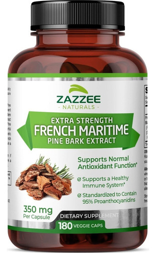 Zazzee French Maritime Pine Bark Extract 180 Capsulas Sabor Sin Sabor