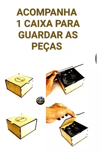 Tabuleiro de xadrez Medieval completo com caixa ara guardar as peças