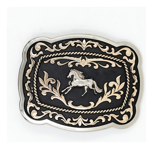 Hebilla Vaquera Unisex Negro/dorado Caballo 0551