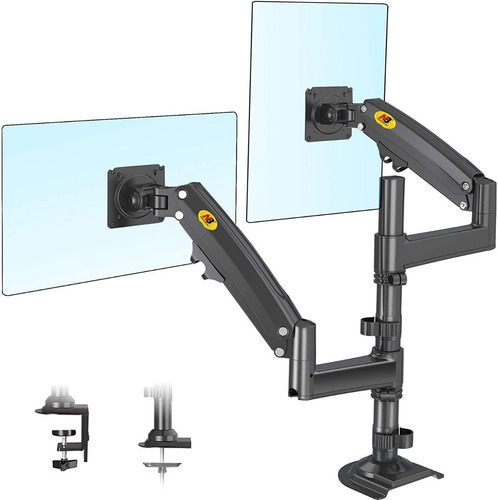Imagen 3 de 11 de Soporte Brazo Monitor Para 2 Pantallas Lcd Led Escritorio Color Negro