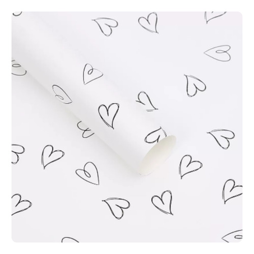 Papel Flor Coreano Bopp Diseño Liso C/ Corazones X20u 3141 Blanco