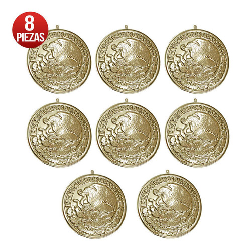 Imagen 1 de 3 de Escudo Nacional Mexicano Plástico 3d Oro Gde 49cm Mylin 8pz