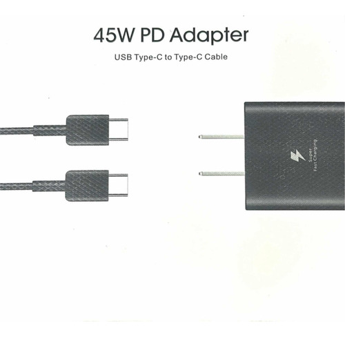 Cargador Para Celular 45w Más Cable Tipo C A Tipo C Negro