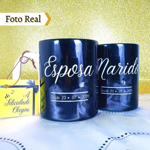 Caneca Preta Personalizada - LGBT com Nome do Casal