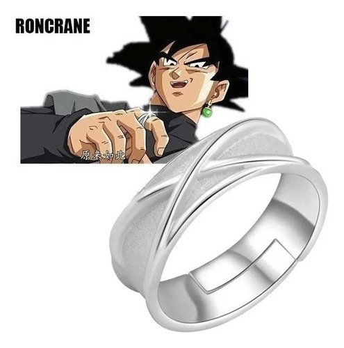 Anillo De Dedo Súper Negro Son Goku Tiempo Plata Pla