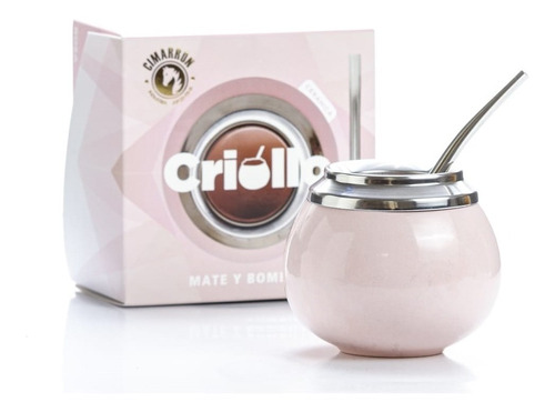 Mate Criollo De Ceramica Bombilla De Acero En Caja De Regalo