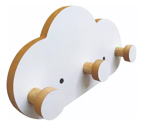 PERCHERO PARED INFANTIL NUBE/ESTRELLA BLANCO 4 GANCHOS 55X4,5X7CM