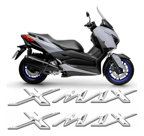 Par Adesivo Emblema Scooter Yamaha Xmax 2022 Moto Cinza