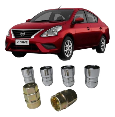 Set 4 Tuercas De Seguridad Nissan Versa V 2012-2020 2 Llaves