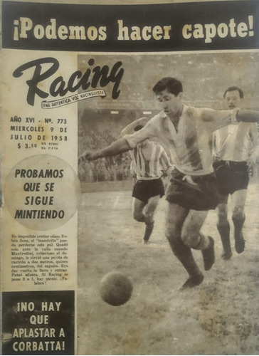 Revista Racing 773 Racing 2 Estudiantes 1 Año 1958