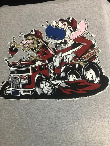 Ren & Stimpy Car - Gris - Animacion - Polera- Cyco Records