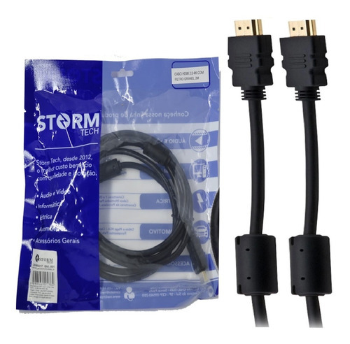 Cabo Hdmi 2 Metros Com Filtro 2.0 4k Banhado Ouro Storm