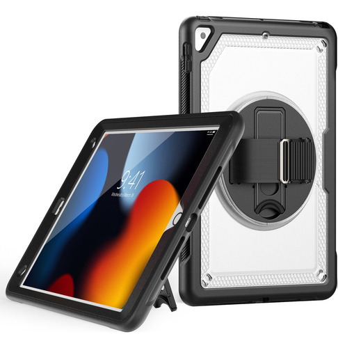Funda Para iPad 9 8 7 Generacion 10.2 Mica + Correa Acrílico Color Negro