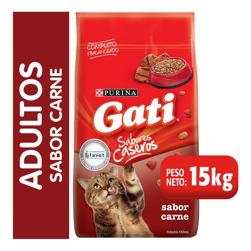 Purina Gati Para Gatos Sabor Carne 15kg