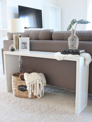 Imagen 2 de 7 de Mesa De Arrime Dressoire Laqueada Blanca 120x30 Minimalista