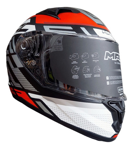 Casco Integral Mac Speed Control Gris Blan Rojo