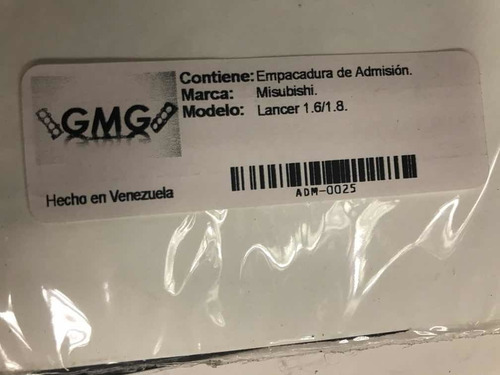 Imagen 2 de 2 de Empacadura De Admision Mitsubishi Lancer 1.6 1.8