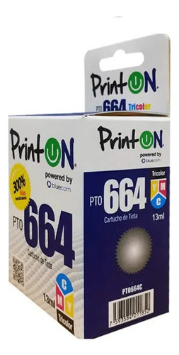 Cartucho De Tinta Printon 664xl Tricolor Compatible Con Hp 