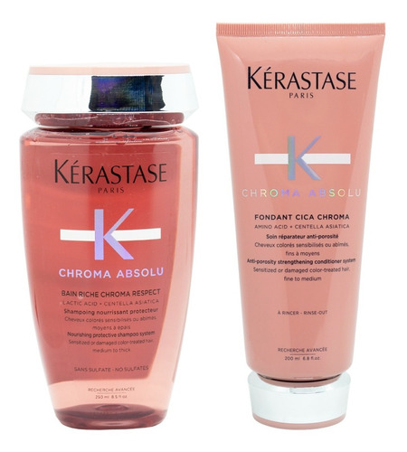 Kit Kerastase Bain Chromatique Shampoo 250ml +enjuague 200ml