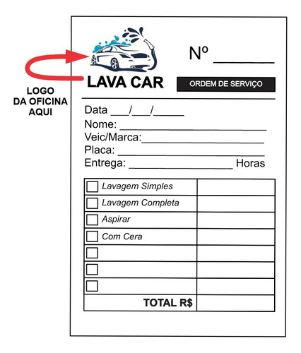 20 Blocos Lava Rápido Personalizado - 1.000 Folhas