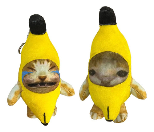 2pcs Divertido Llavero Gato Plátano Con 4gritos Diferentes
