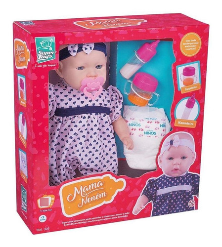 Boneca Mama Neném C/ Mamadeira E Suquinho Mágico - Supertoys