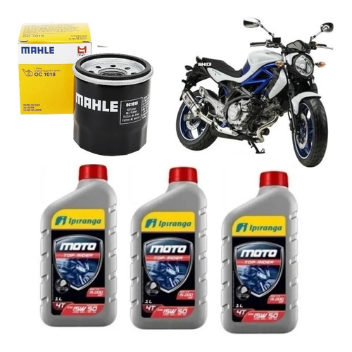 Gladius 650 Kit Troca De Óleo Suzuki Ipiranga 15w50 Oc1018