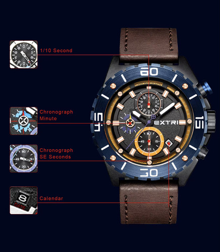 Reloj Acero 48mm Extri Cronos, Id Invicta Casio Citizen (Usado)
