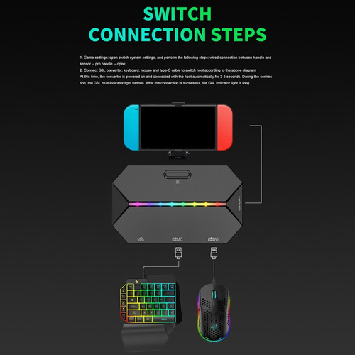 Juego De Convertidor G6l, Teclado Con Una Sola Mano, Ratón Y