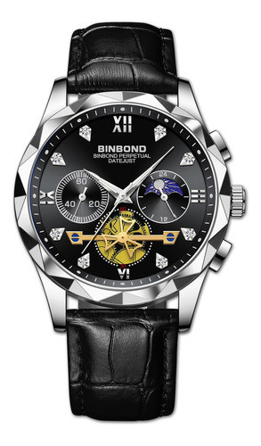 Relojes Empresariales Binbond Tourbillon Chronograph Color Del Fondo Silver Black