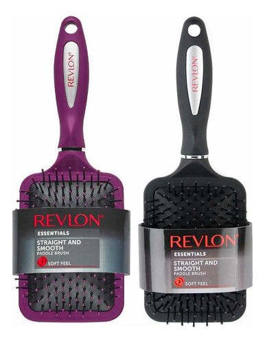 Set de cepillos para cabello Revlon Straight Amp Smooth, color negro