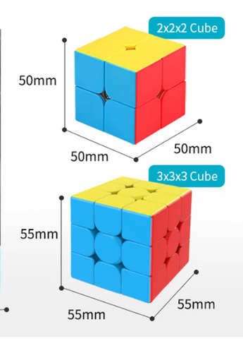 Kit Cubo Mágico 3x3 + 2x2 Profissional Ja Estrutura Stickerless