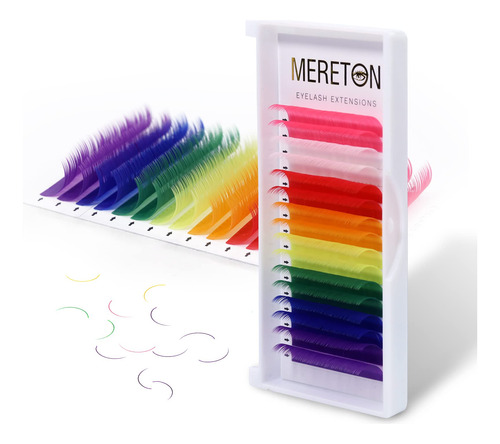Mereton Extensiones De Pestanas De 16 Filas De Colores, Blan