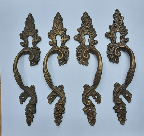 4 Manijas Antiguas Para Muebles Bronce Fundido Nuevas 