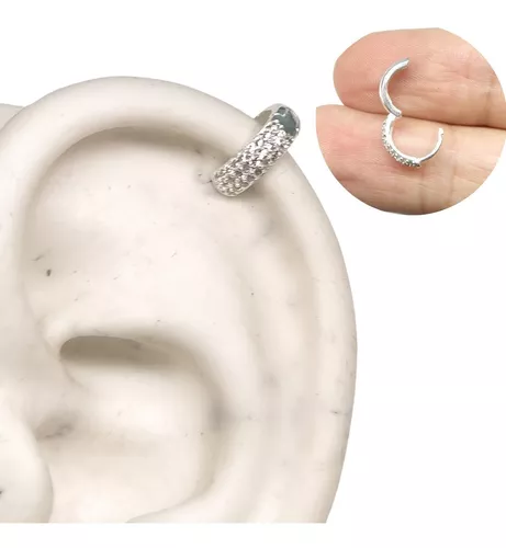 Piercing Nariz Argola Cravejada Prata 925 Cartilagem Furo Orelha